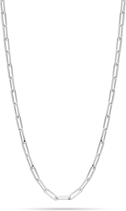 talian Jewelry 3mm Paper Clip Link Chain Necklace