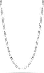 talian Jewelry 3mm Paper Clip Link Chain Necklace