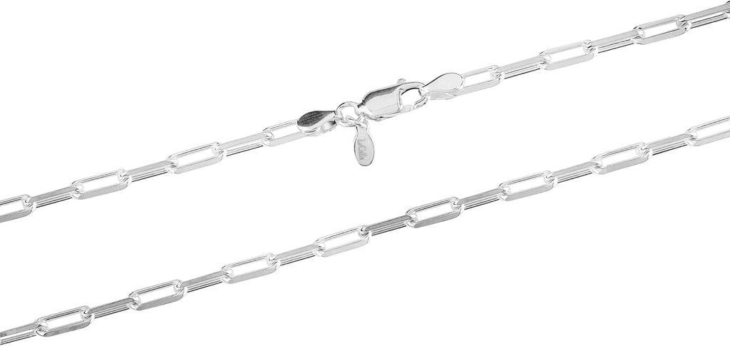 talian Jewelry 3mm Paper Clip Link Chain Necklace