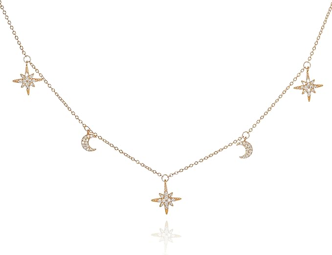 Moon and Star Charm Necklace