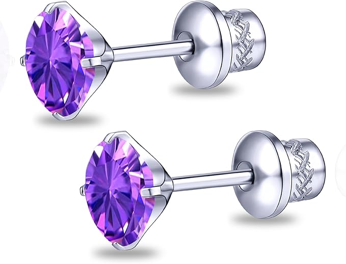 Gem Stone King 1.50 Ct Purple Amethyst Gemstone BirthstoneEarrings