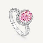 925 2.0ct Oval Cut Pink Diamond Engagement Ring