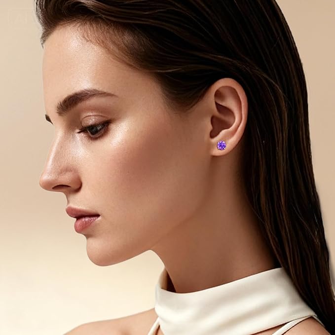 Gem Stone King 1.50 Ct Purple Amethyst Gemstone BirthstoneEarrings