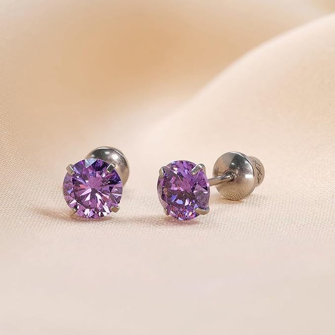 Gem Stone King 1.50 Ct Purple Amethyst Gemstone BirthstoneEarrings