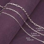 talian Jewelry 3mm Paper Clip Link Chain Necklace