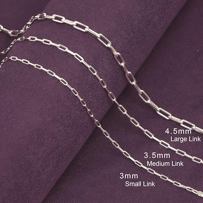 talian Jewelry 3mm Paper Clip Link Chain Necklace