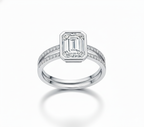 Emerald-Cut Diamond Double Band Engagement Ring