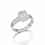 Emerald-Cut Diamond Double Band Engagement Ring